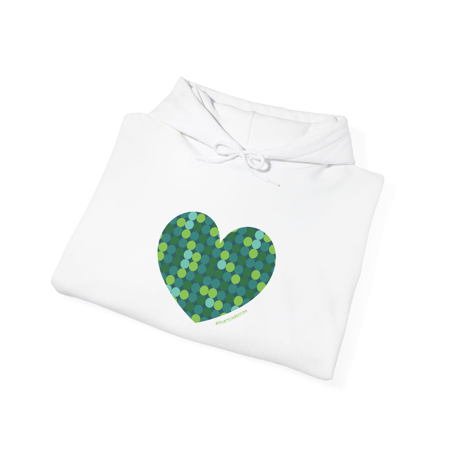 Unisex Heavy Blend™ Hooded Sweatshirt Green Dot #HeartsInMotion