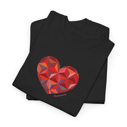 Geometric Colorful Heart Unisex Heavy Cotton Tee - Casual T-Shirt Everyday Wear
