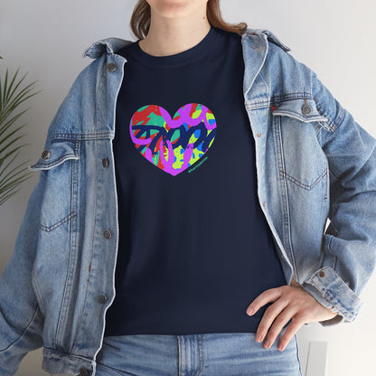 Colorful Heart T-Shirt — Neon Camo Heart Graphic Tee