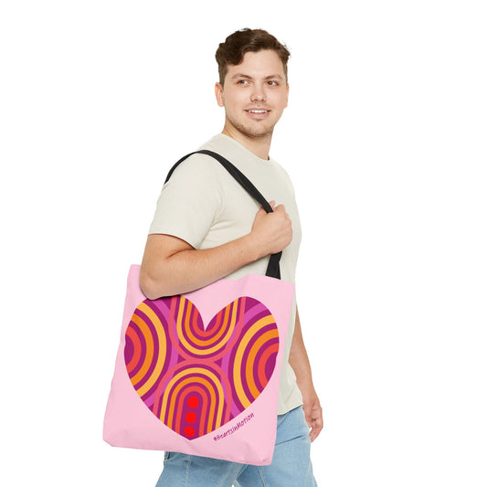 Colourful Heart Pattern Tote Bag, Positive Vibes, Eco-Friendly, #HeartsInMotion