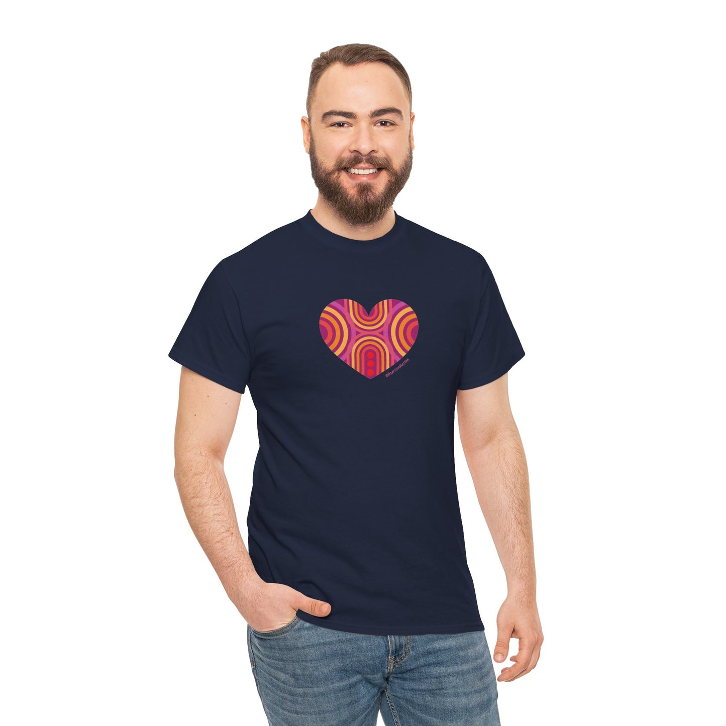 Retro Heart Unisex Heavy Cotton Tee - Vintage Style - #HeartsInMotion