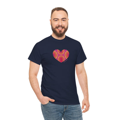 Retro Heart Unisex Heavy Cotton Tee - Vintage Style - #HeartsInMotion