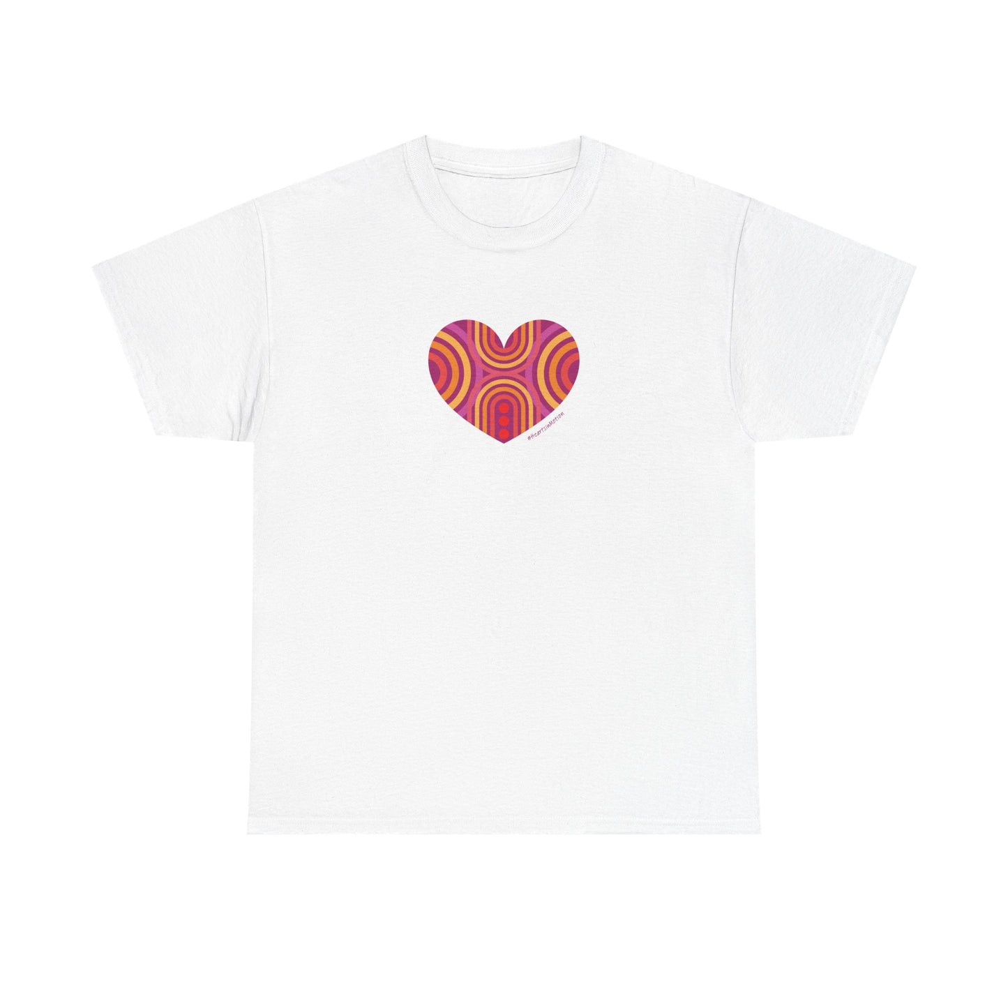 Retro Heart Unisex Heavy Cotton Tee - Vintage Style - #HeartsInMotion