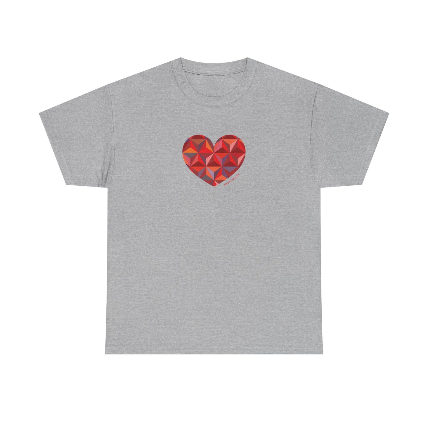 Geometric Colorful Heart Unisex Heavy Cotton Tee - Casual T-Shirt Everyday Wear