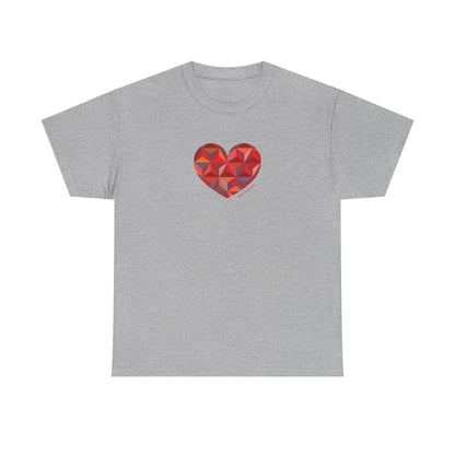 Geometric Colorful Heart Unisex Heavy Cotton Tee - Casual T-Shirt Everyday Wear