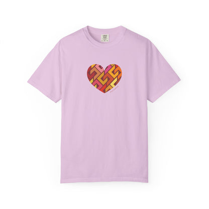 Colourful Heart Pattern Unisex Garment-Dyed T-Shirt - #HeartsInMotion