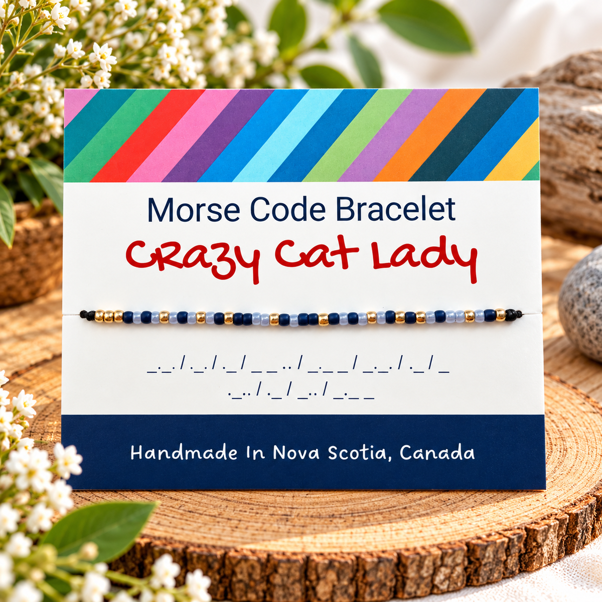 Crazy Cat Lady Morse Code Bracelet