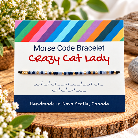Crazy Cat Lady Morse Code Bracelet