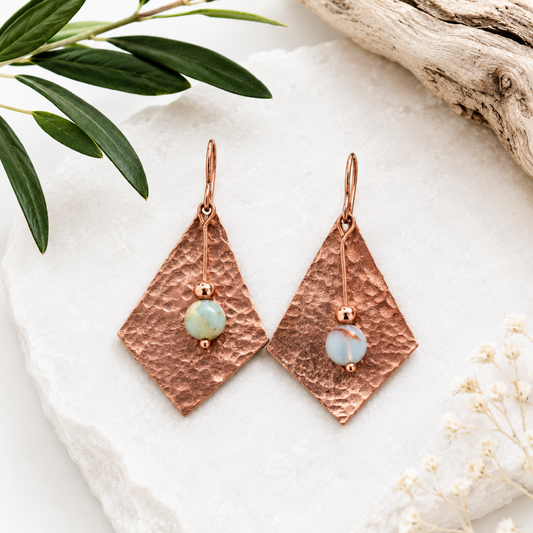 Simone - Copper & Aqua Terra Jasper Earrings