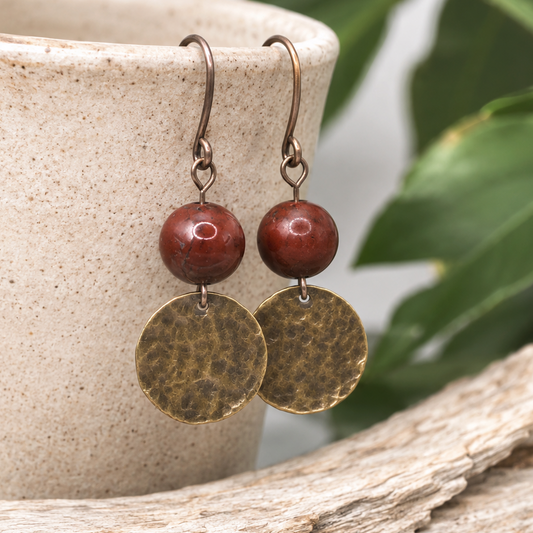 Pria - Bronze & Red Jasper Earrings