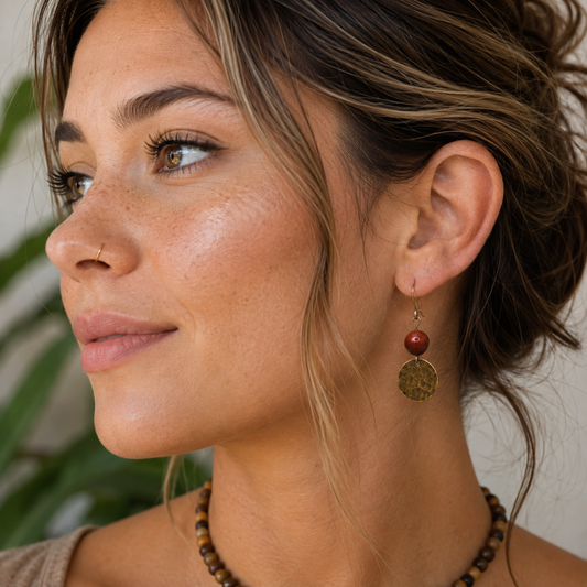 Pria - Bronze & Red Jasper Earrings