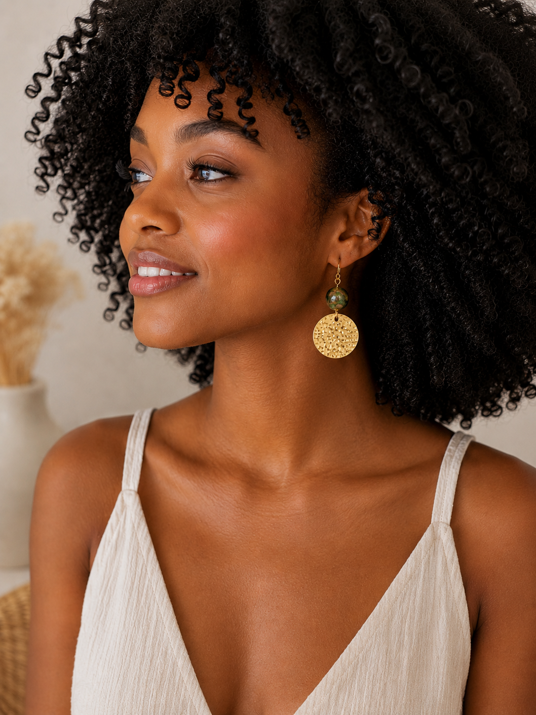 Meredith - Brass & Unakite Earrings