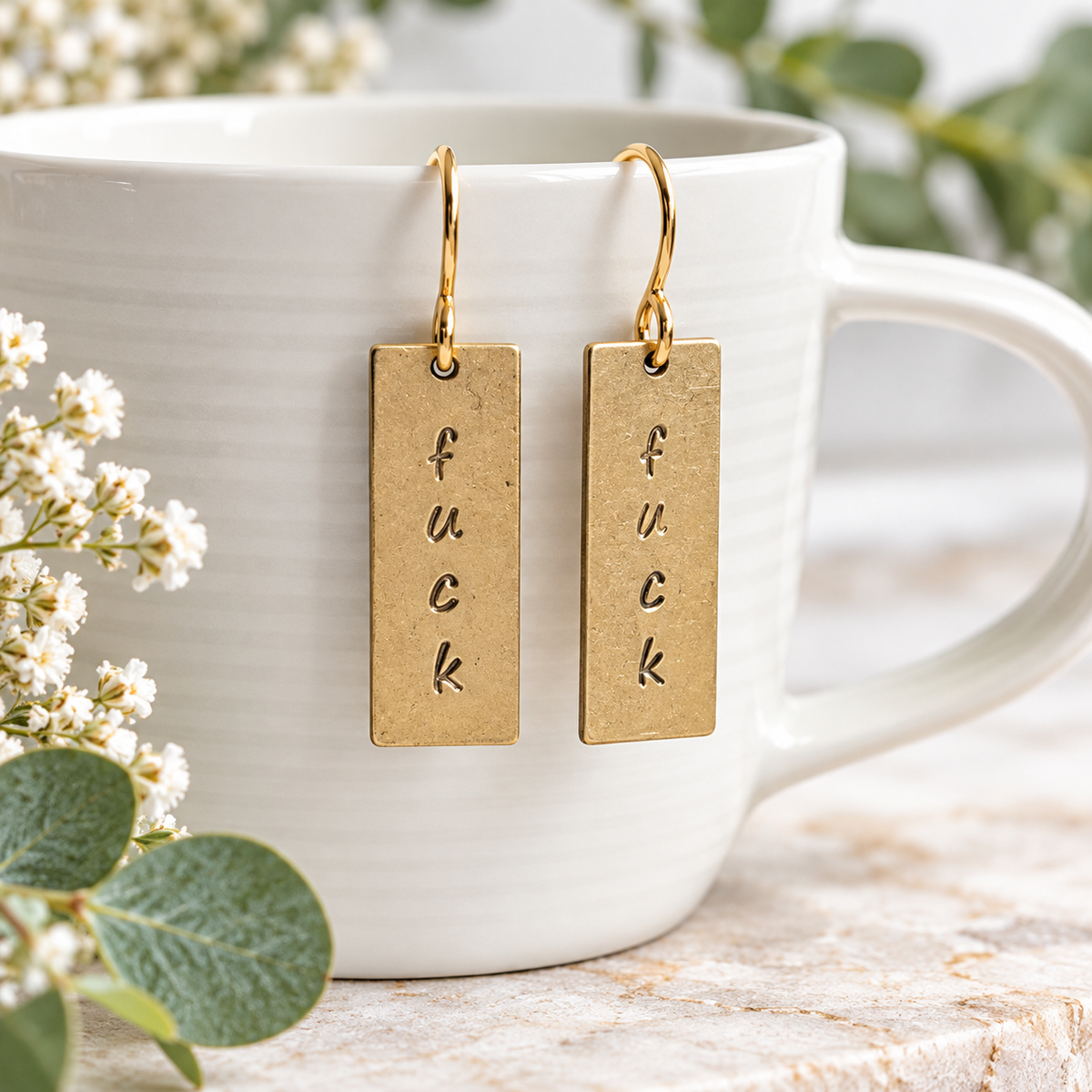 Say It Loud – Brass "Fuck" Earrings