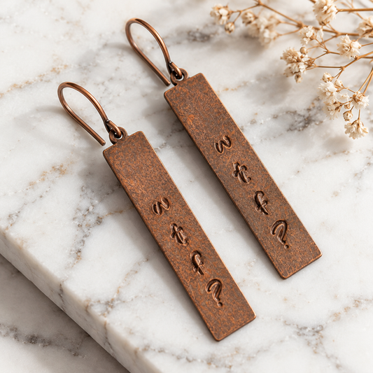 "WTF?"– Artisan Copper Statement Earrings