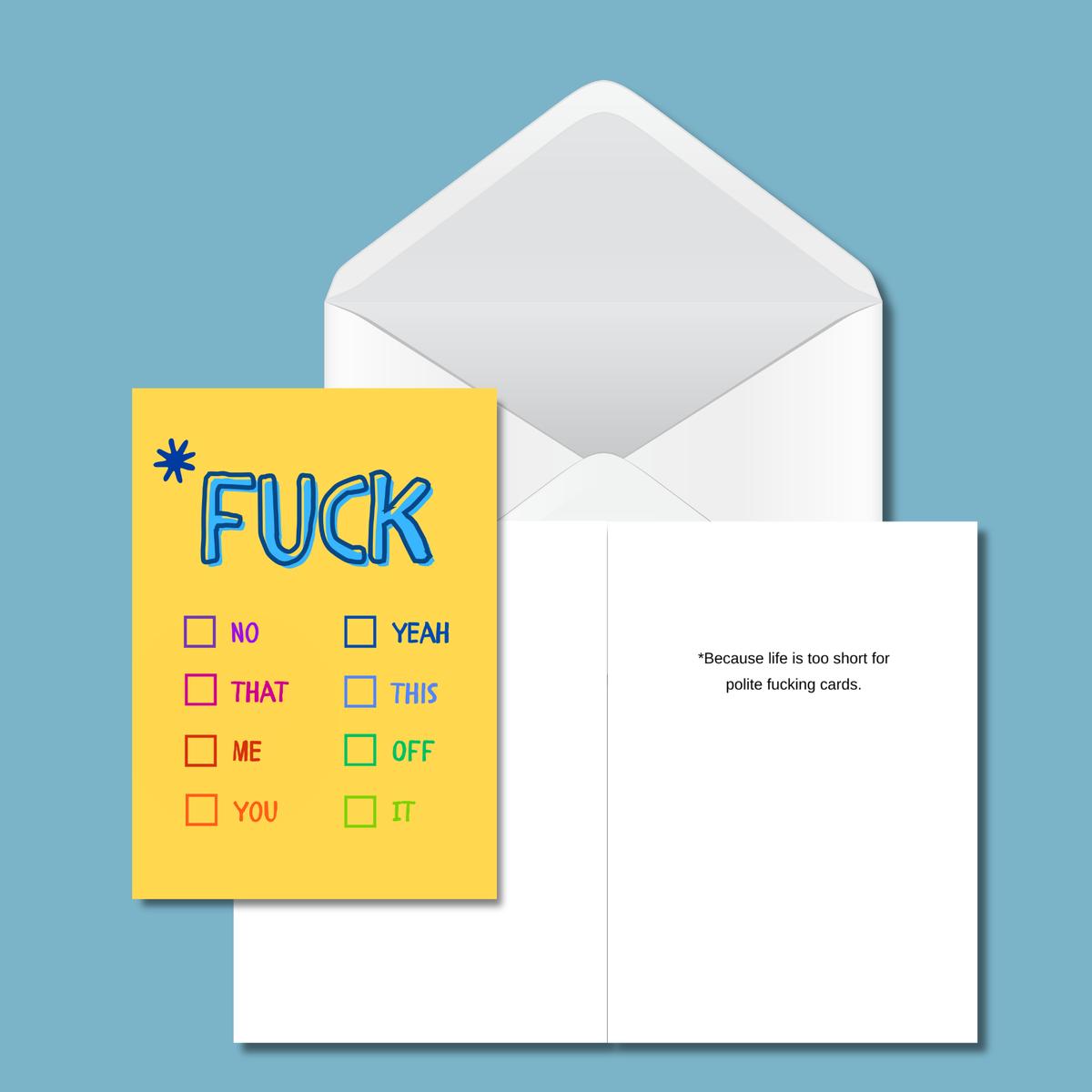 Fuck Checkboxes – Funny, Rude & Sarcastic Greeting Card for Adults