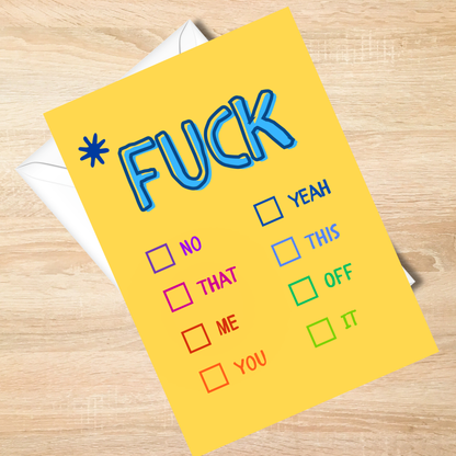 Fuck Checkboxes – Funny, Rude & Sarcastic Greeting Card for Adults