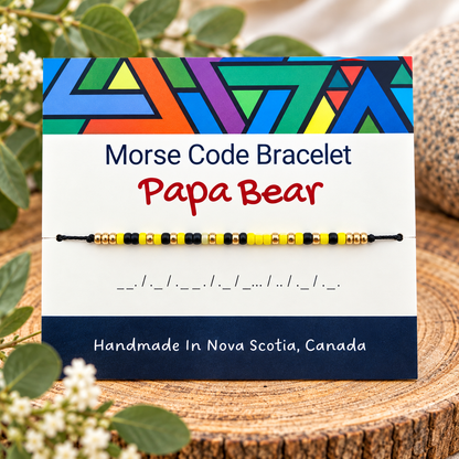 Papa Bear Morse Code Bracelet